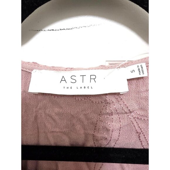 ASTR The Label Pink Embroidered Ruffle Wrap Top With Elastic Waist Womens Size S - Picture 8 of 10